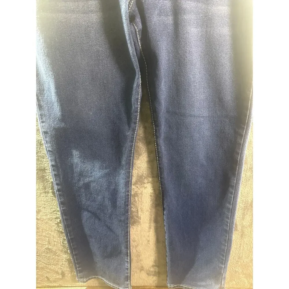 True Religion Geno Relaxed Slim Jeans Size 36 Men Big T Flap Pocket Blue Denim